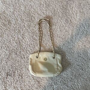 DKNY Cream Pebbled Leather Shoulder Bag with Chain Straps